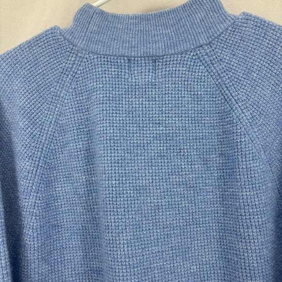 Gap women’s small Waffle-Knit Mockneck Sweater Blue Soft Cozy boxy pullover - Picture 6 of 11